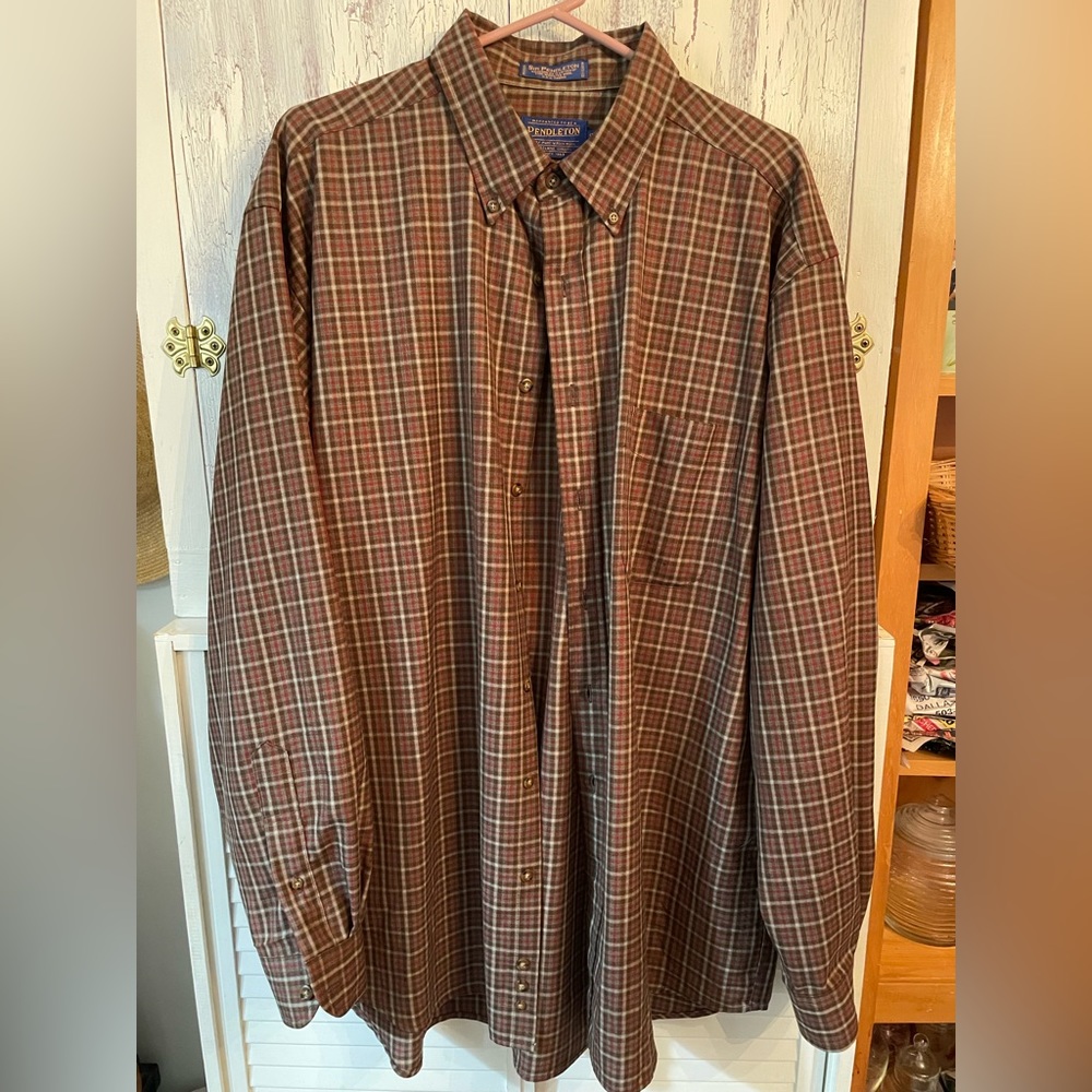 Sir Pendleton plaid 100% wool long sleeve shirt. Wool work shirt. plaid XL TALL